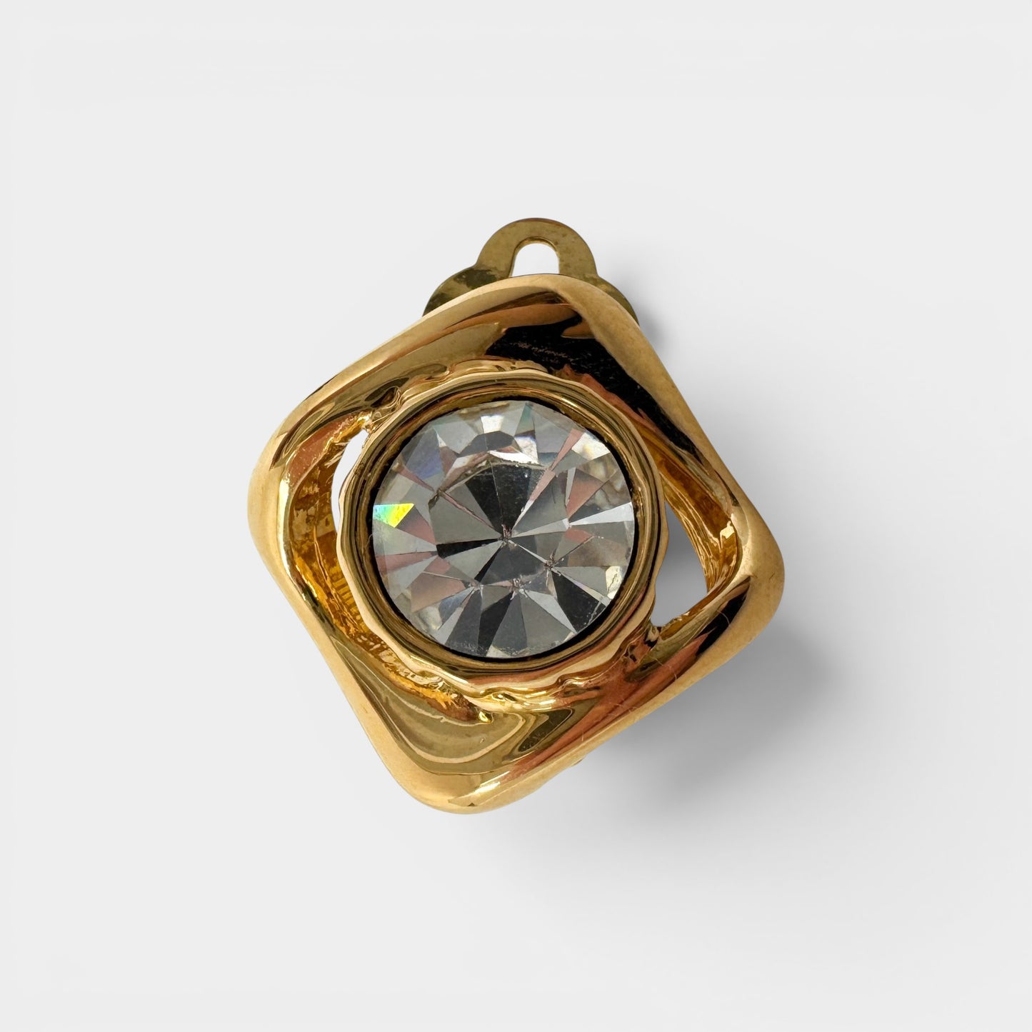 Vintage YSL Gold-Plated Crystal Clip-On Earrings [1980s]