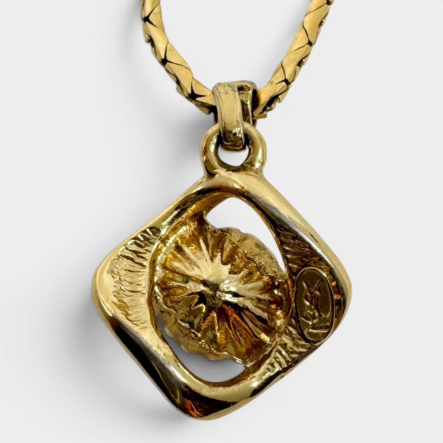 Vintage YSL Gold-Plated Crystal Pendant Necklace