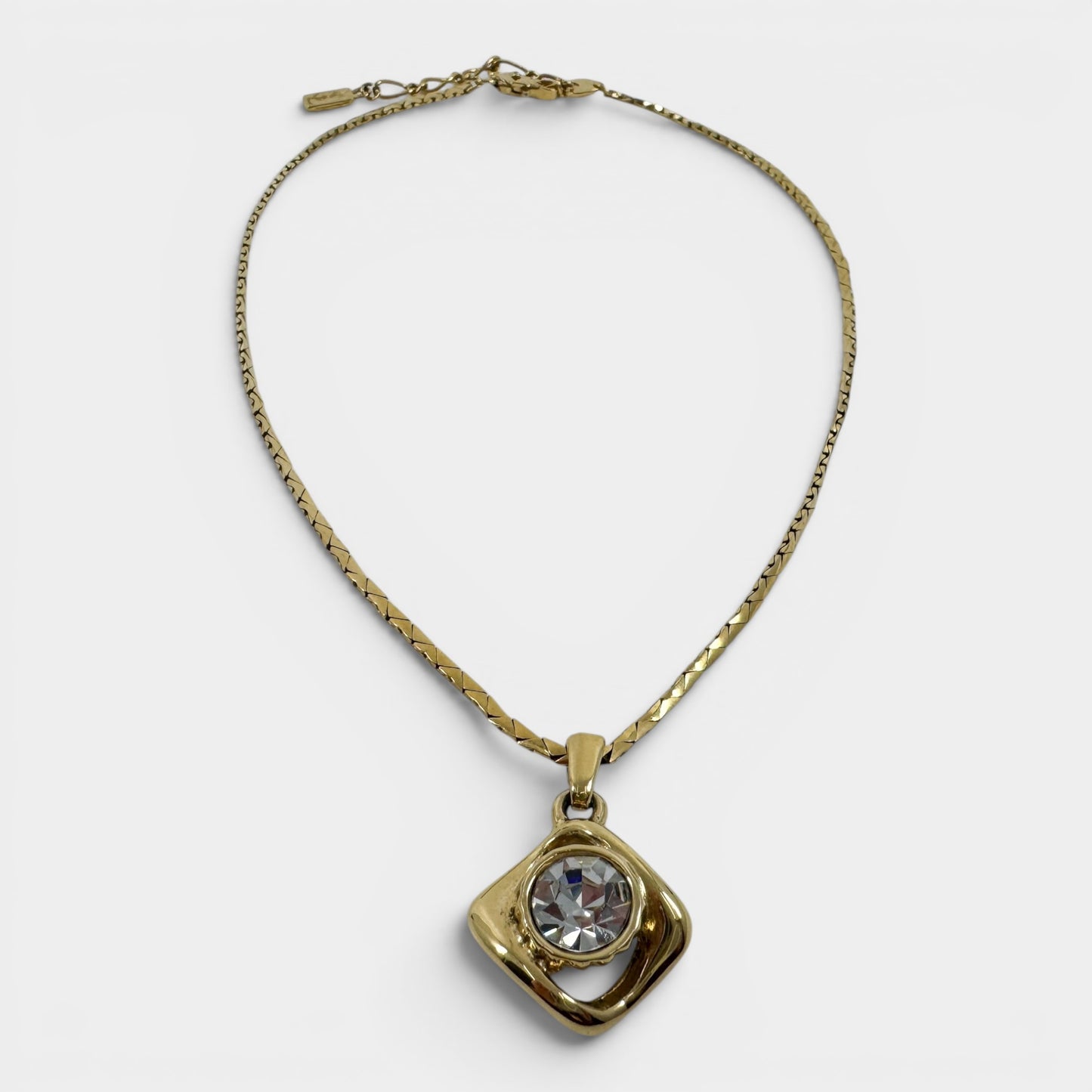 Vintage YSL Gold-Plated Crystal Pendant Necklace