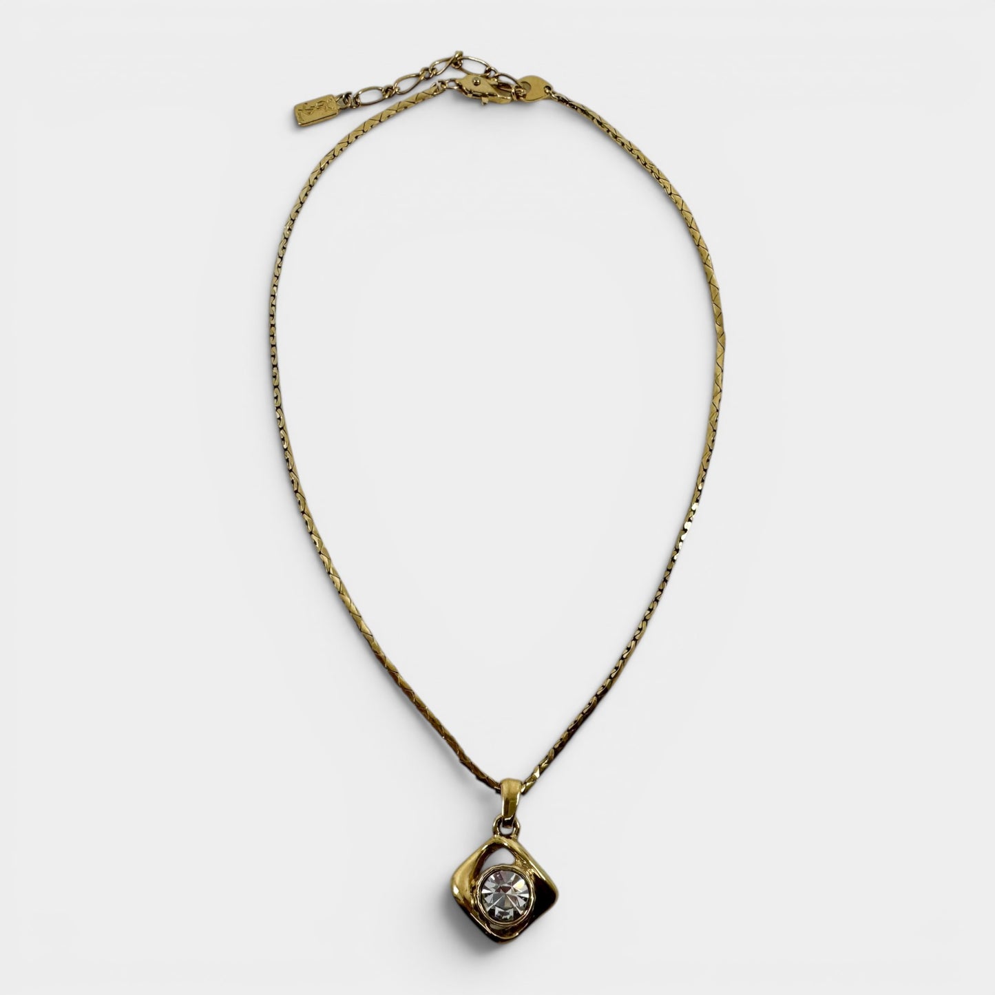 Vintage YSL Gold-Plated Crystal Pendant Necklace