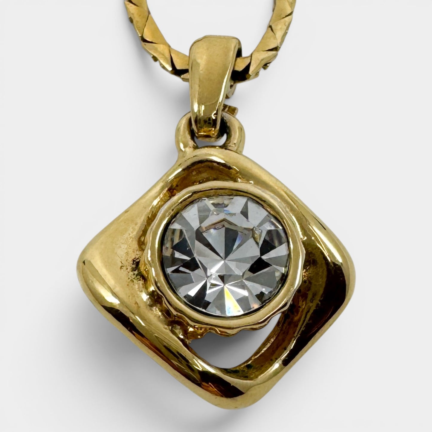 Vintage YSL Gold-Plated Crystal Pendant Necklace