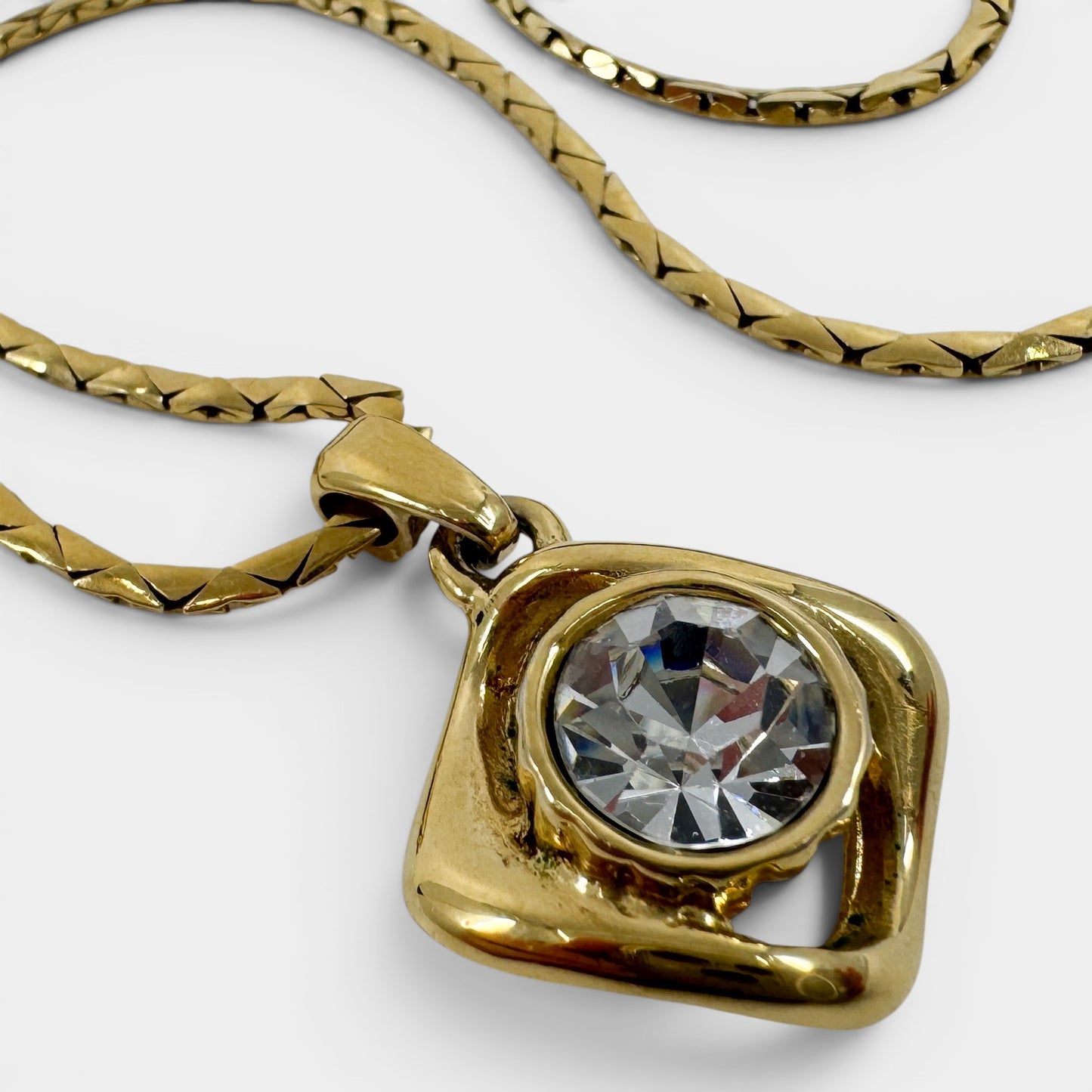 Vintage YSL Gold-Plated Crystal Pendant Necklace