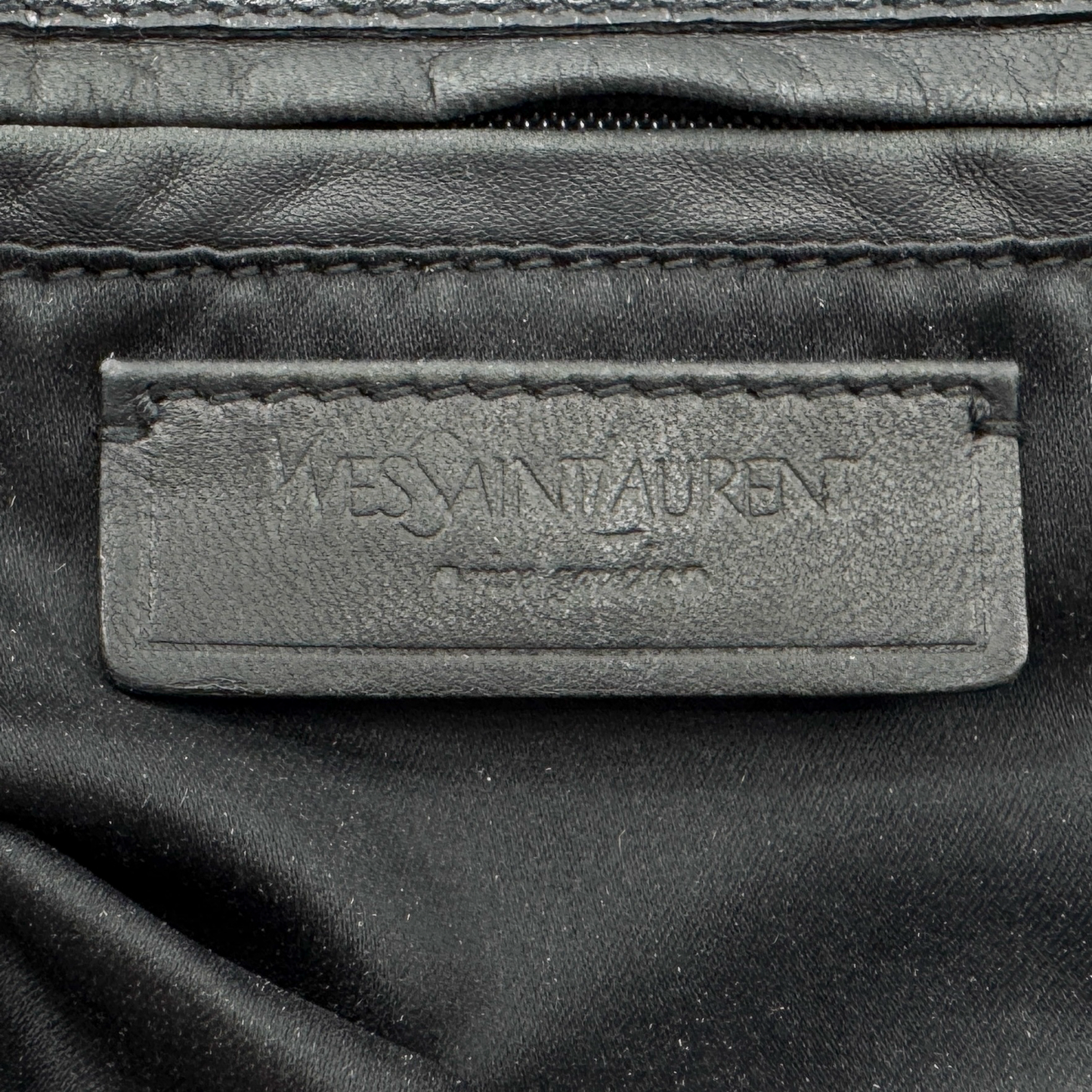 YSL Vintage Black Croc Quilted Y2K Leather Tribute Tote Bag