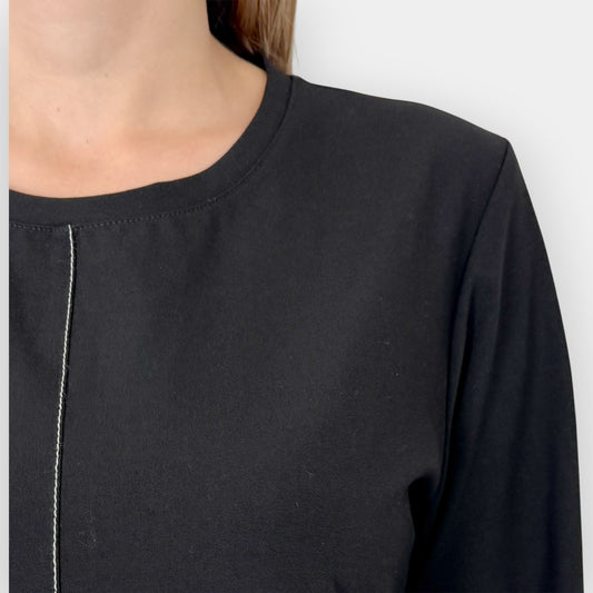 Yukai Black Stretch Stitched Tulip Midi Easy Dress EU40 ~ AU14 [NEW]