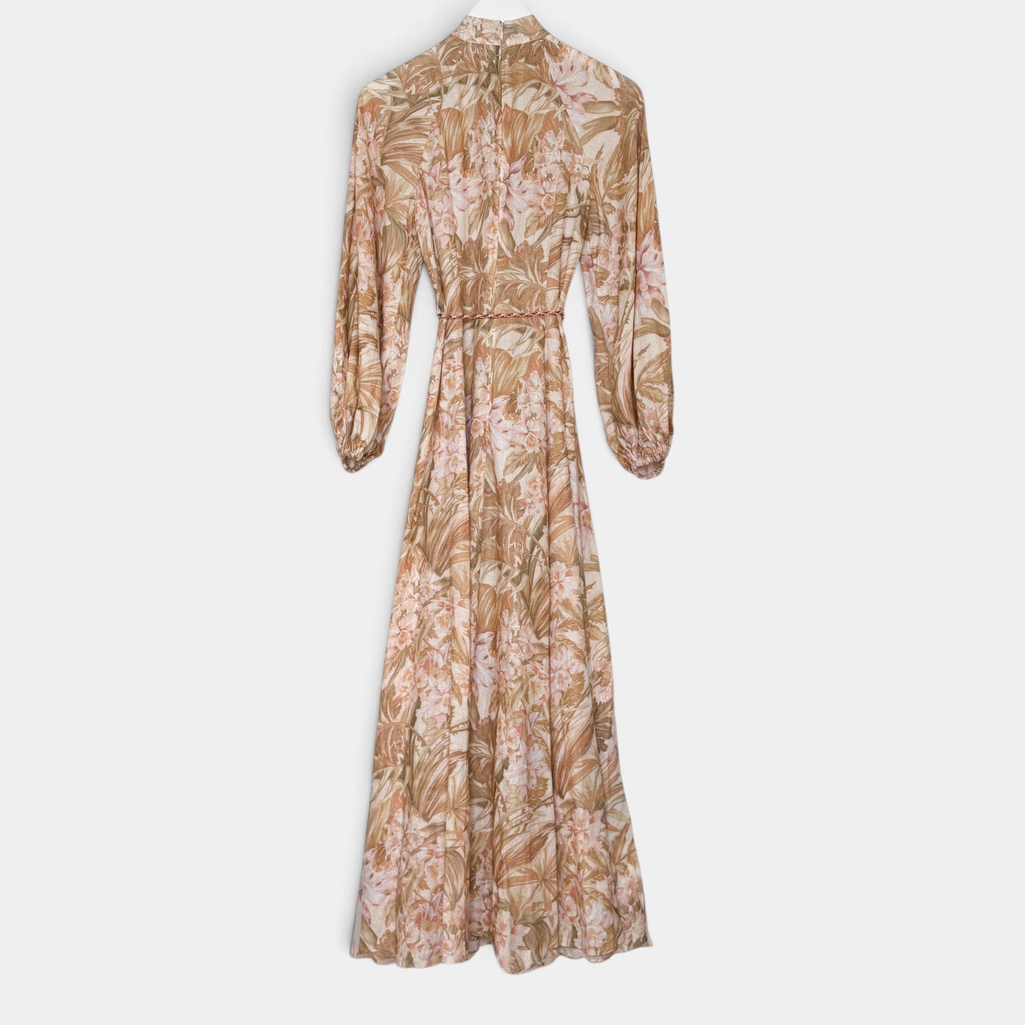 Zimmermann Andie Billow Sepia Floral Linen Long Dress Size 0 ~ AU8