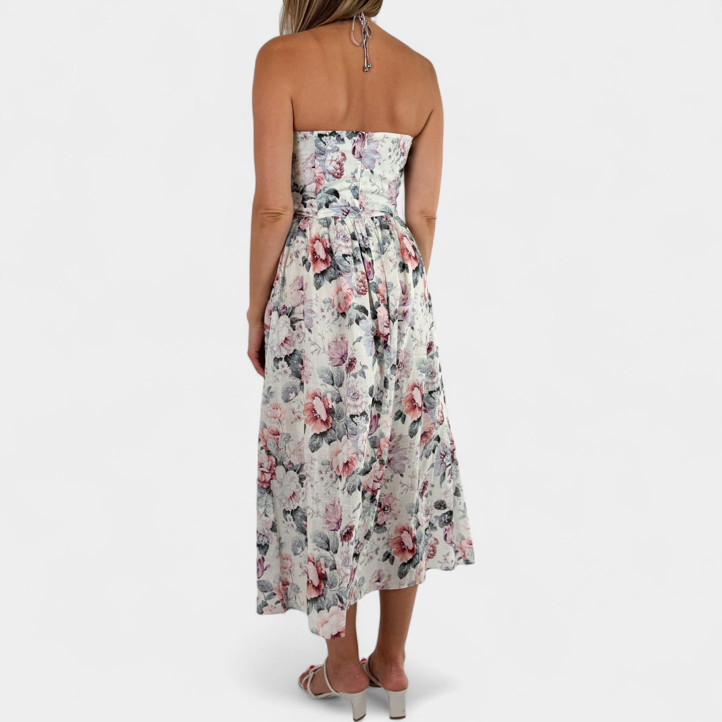 Zimmermann White & Lilac Floral Jasper Bandeau Tie Dress 2 ~ AU8-10