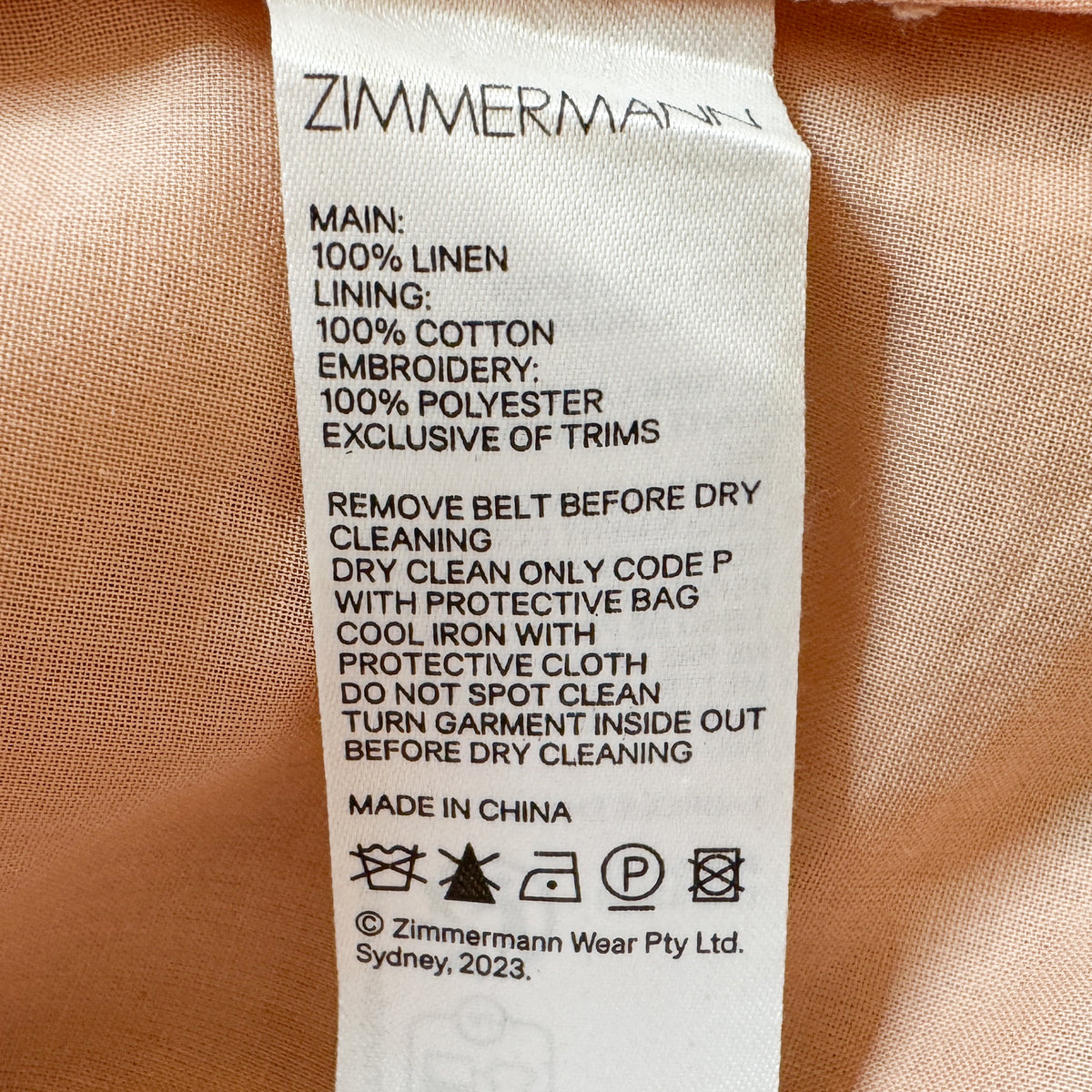 Zimmermann Pink Peach Floral Linen Broderie Midi Dress Size 1 ~ AU8-10