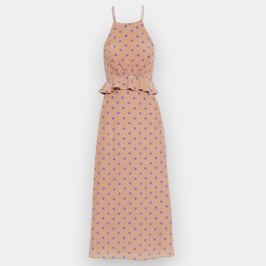 Zimmermann Blush & Purple Spot Silk Flounce Picnic Dress 3 ~ AU10-12