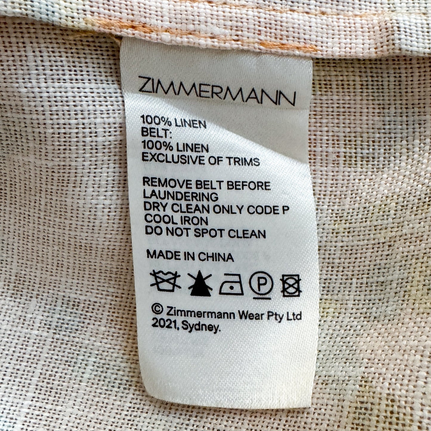 Zimmermann Lola Roll Cuff Peach Floral Linen Mini Dress 3 ~ AU12-14