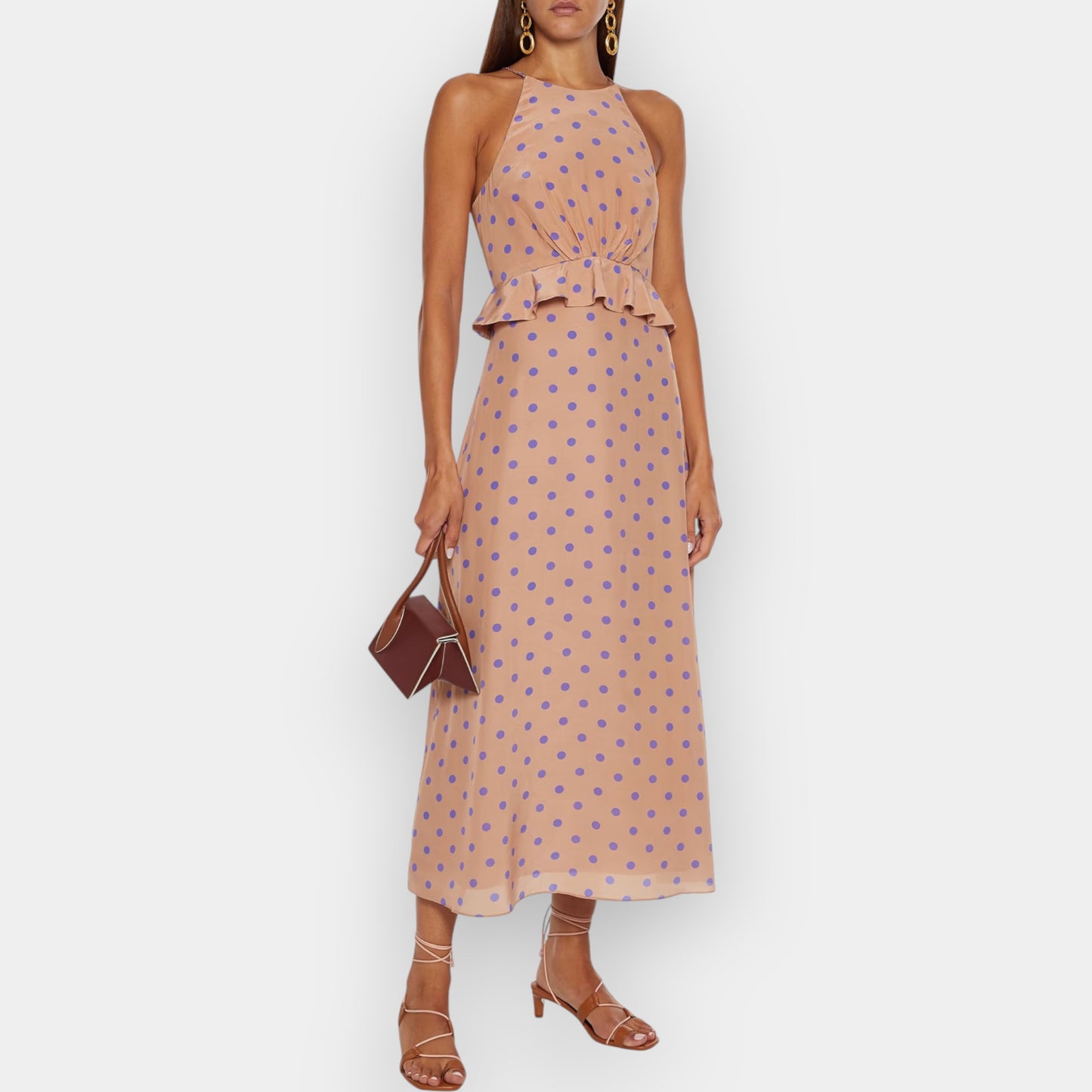 Zimmermann Blush & Purple Spot Silk Flounce Picnic Dress 3 ~ AU10-12