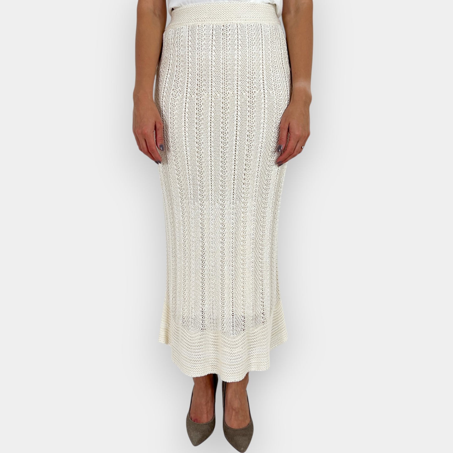 Zimmermann Wonderland Cream Cable Knit Maxi Skirt AU8–10