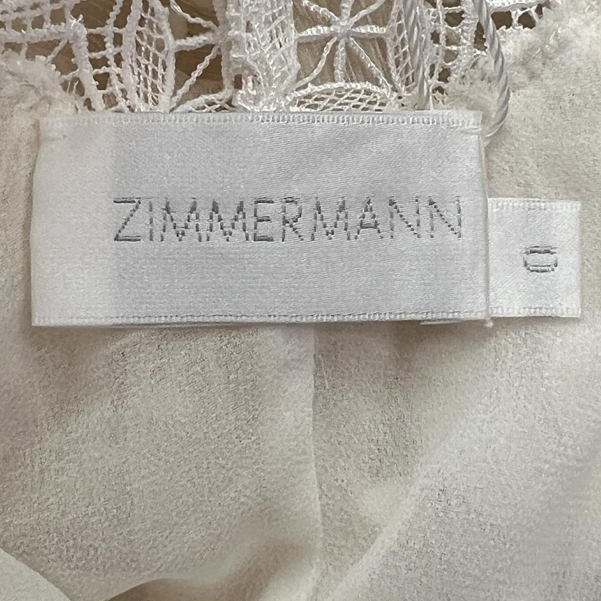 Zimmermann Ivory Silk Embroidered Polka Dot 'Realm Scallop' Dress 0 ~ AU8