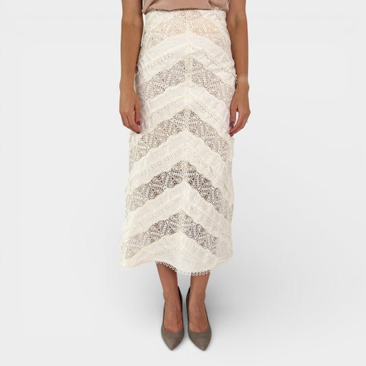 Zimmermann Painted Heart Chevron Linen High Waist Long Skirt 1 ~ AU8