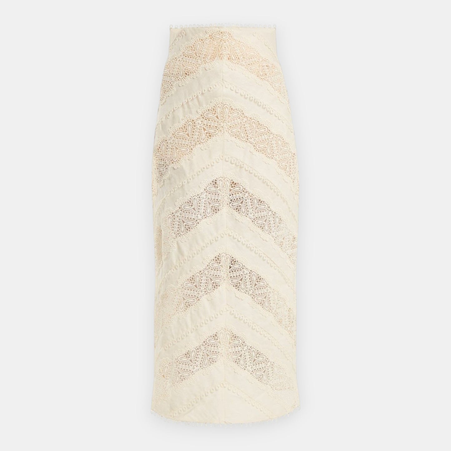 Zimmermann Painted Heart Chevron Linen High Waist Long Skirt 1 ~ AU8