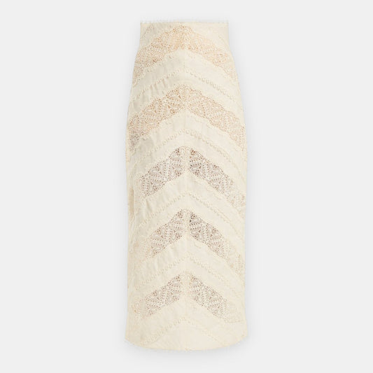 Zimmermann Painted Heart Chevron Linen High Waist Long Skirt 1 ~ AU8