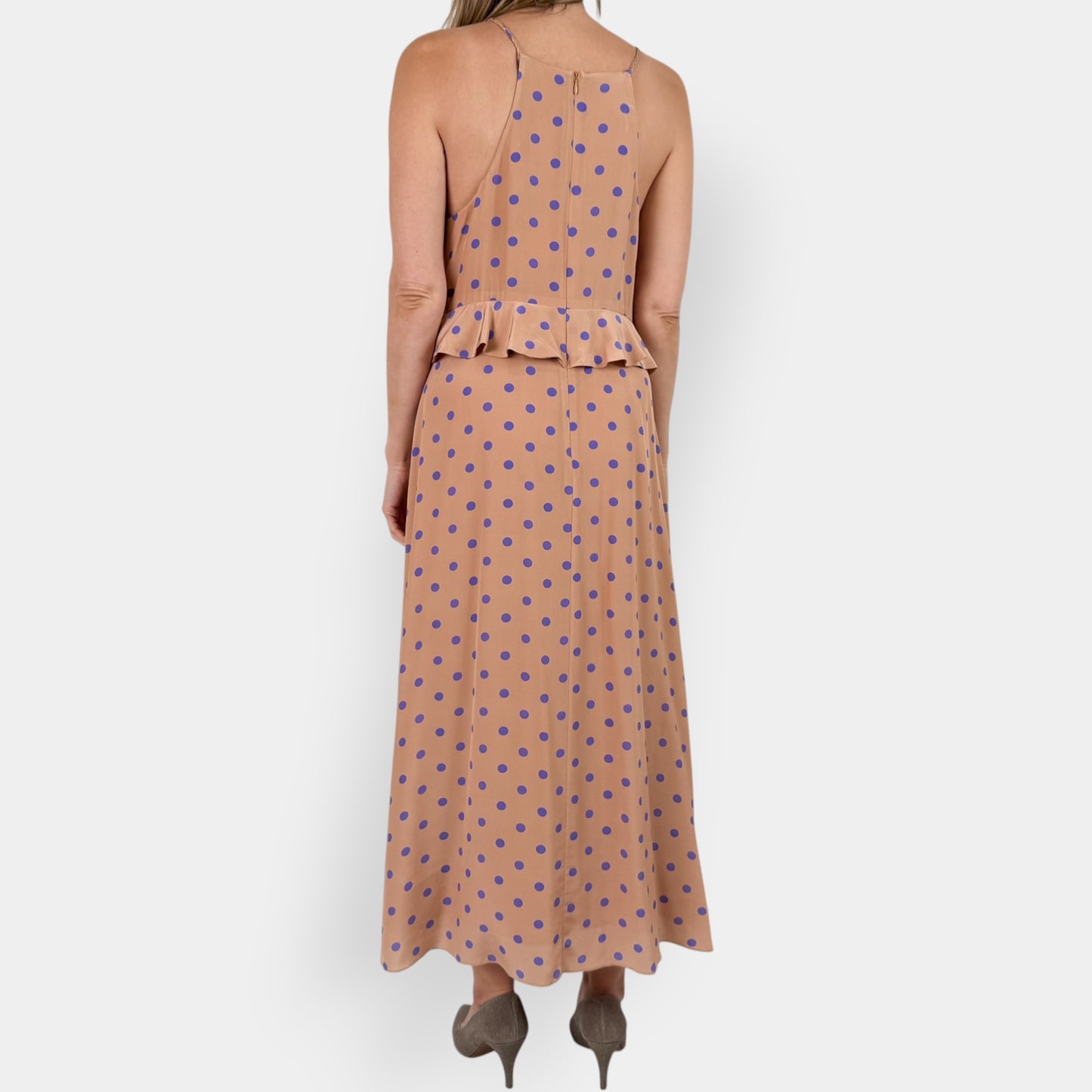 Zimmermann Blush & Purple Spot Silk Flounce Picnic Dress 3 ~ AU10-12