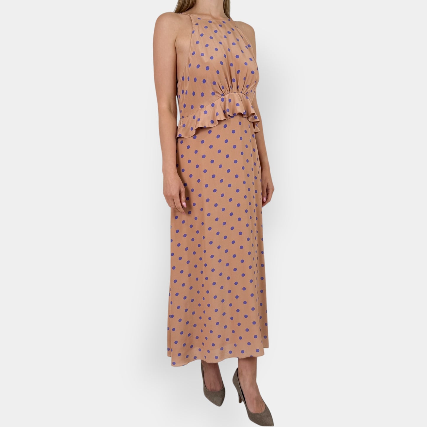Zimmermann Blush & Purple Spot Silk Flounce Picnic Dress 3 ~ AU10-12