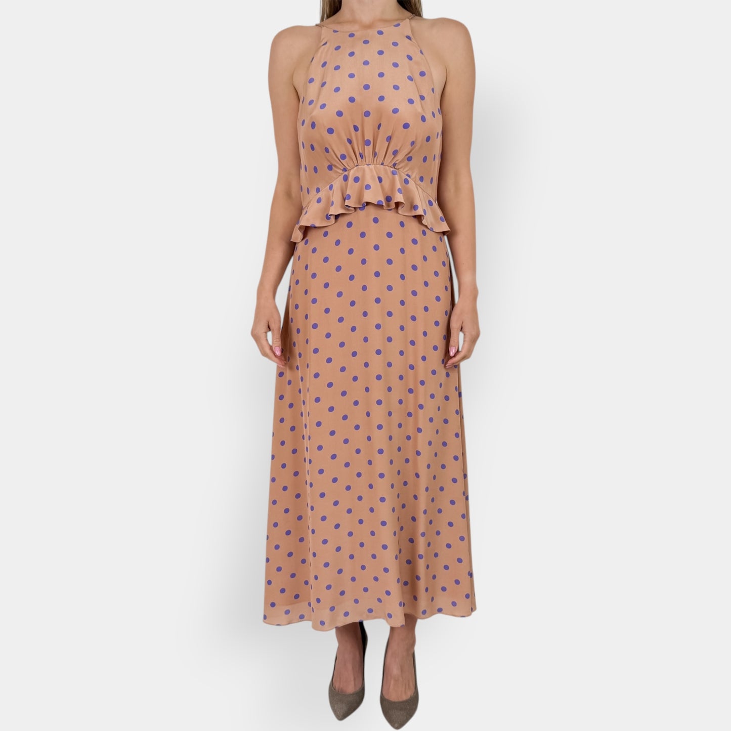 Zimmermann Blush & Purple Spot Silk Flounce Picnic Dress 3 ~ AU10-12