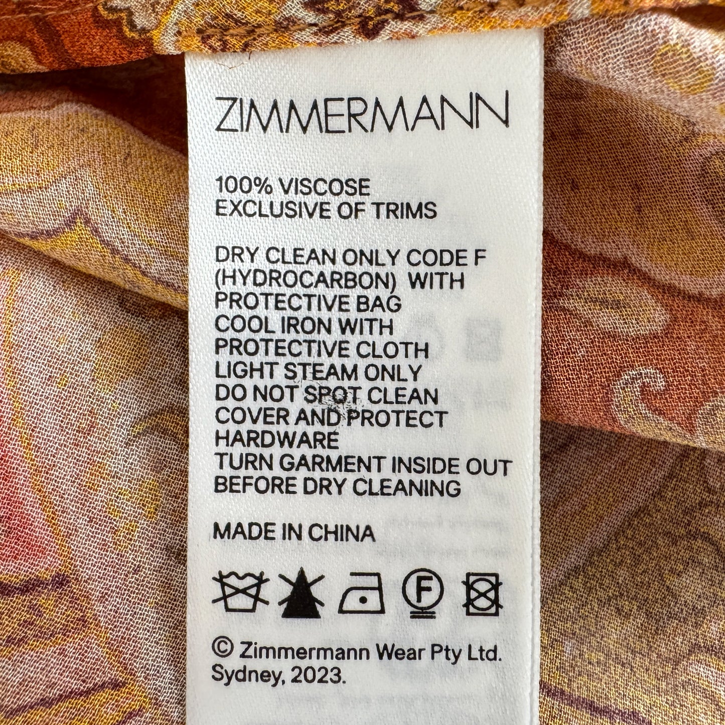 Zimmermann Tranquillity Orange Coral Paisley Neck Tie Blouse 0 ~ AU8