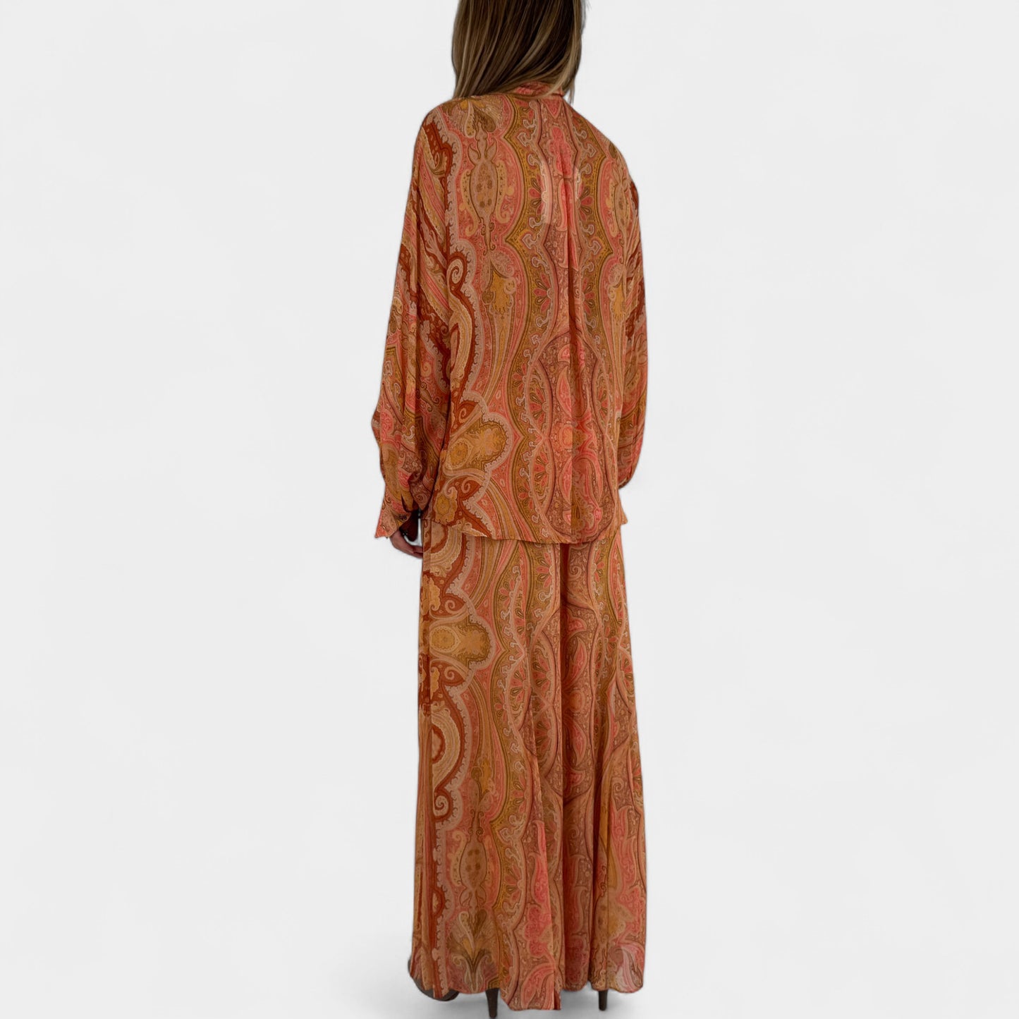 Zimmermann Tranquillity Orange Coral Paisley Flared Culottes Pants 2 ~ AU12