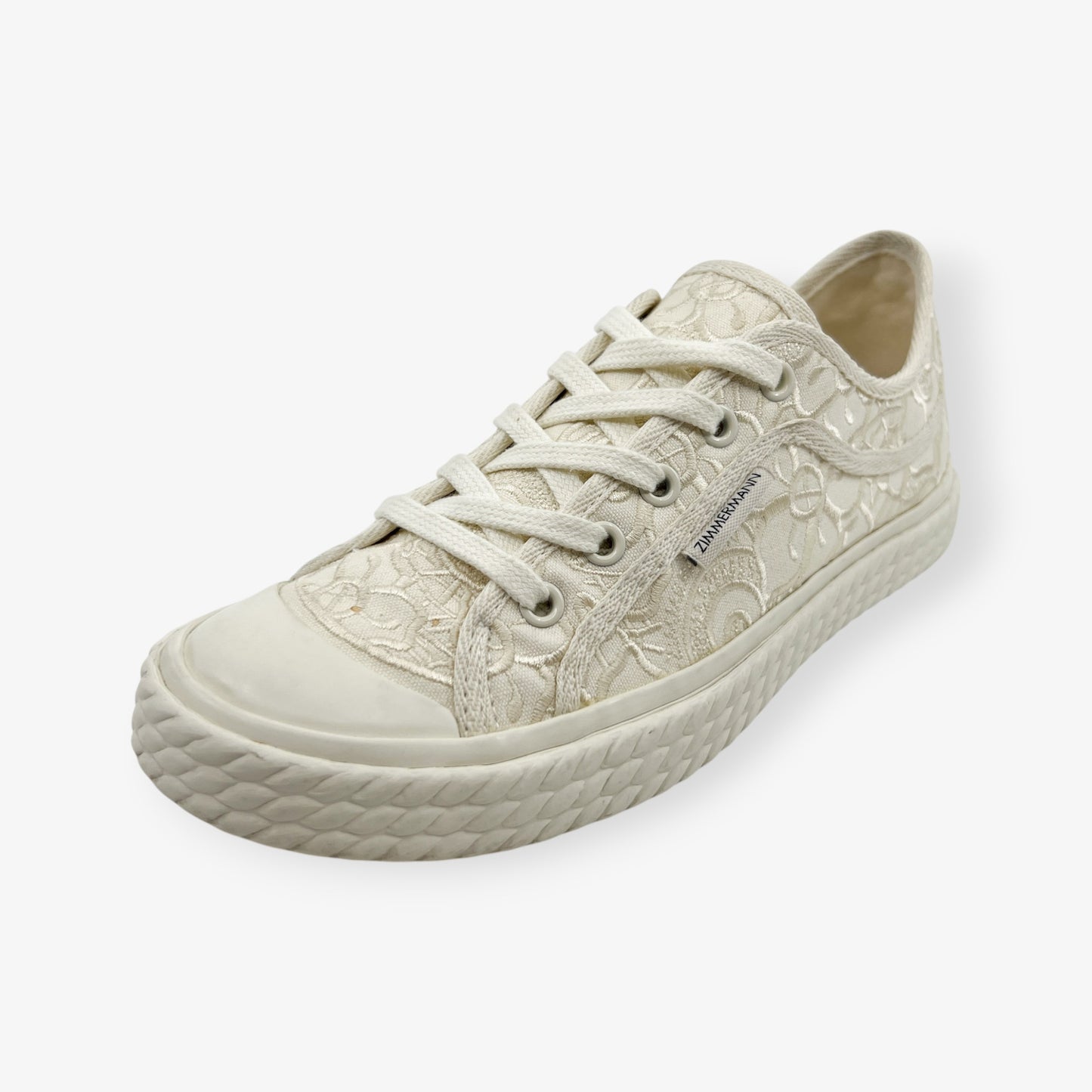 Zimmermann Cream Canvas Twist Embroidered Sneakers EU38 ~ AU7