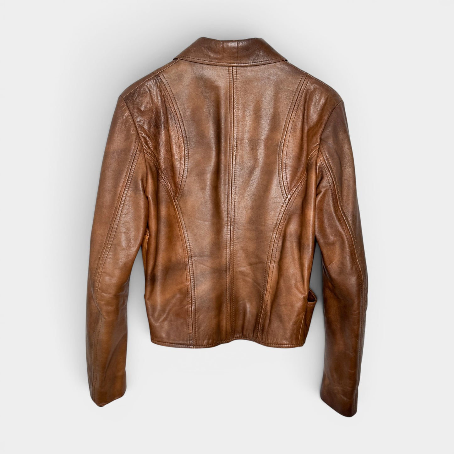 Creazioni Zinaldi Brown Vintage Leather Zip Jacket AU10 ~ Medium