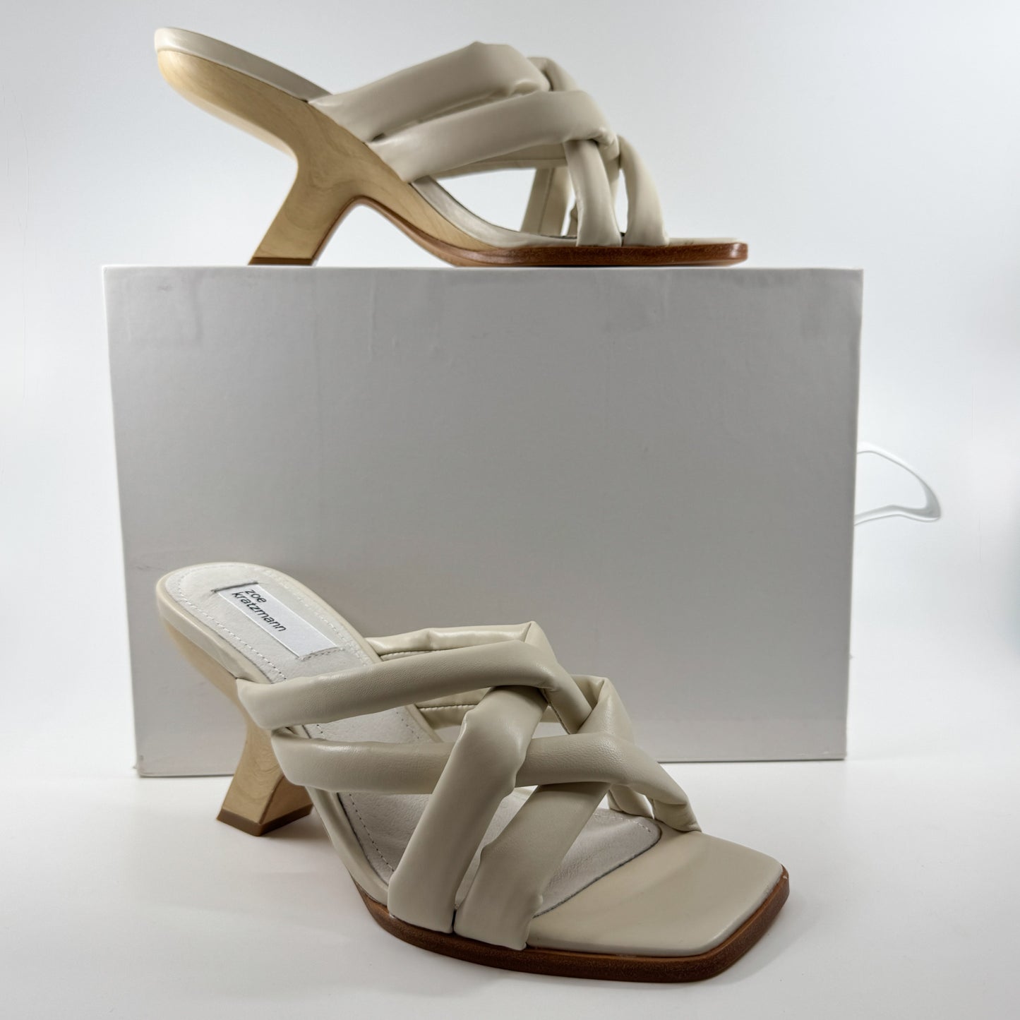 Zoe Kratzmann Bone Leather Wooden "Mint" Heel Mule Shoes EU40 ~ AU9