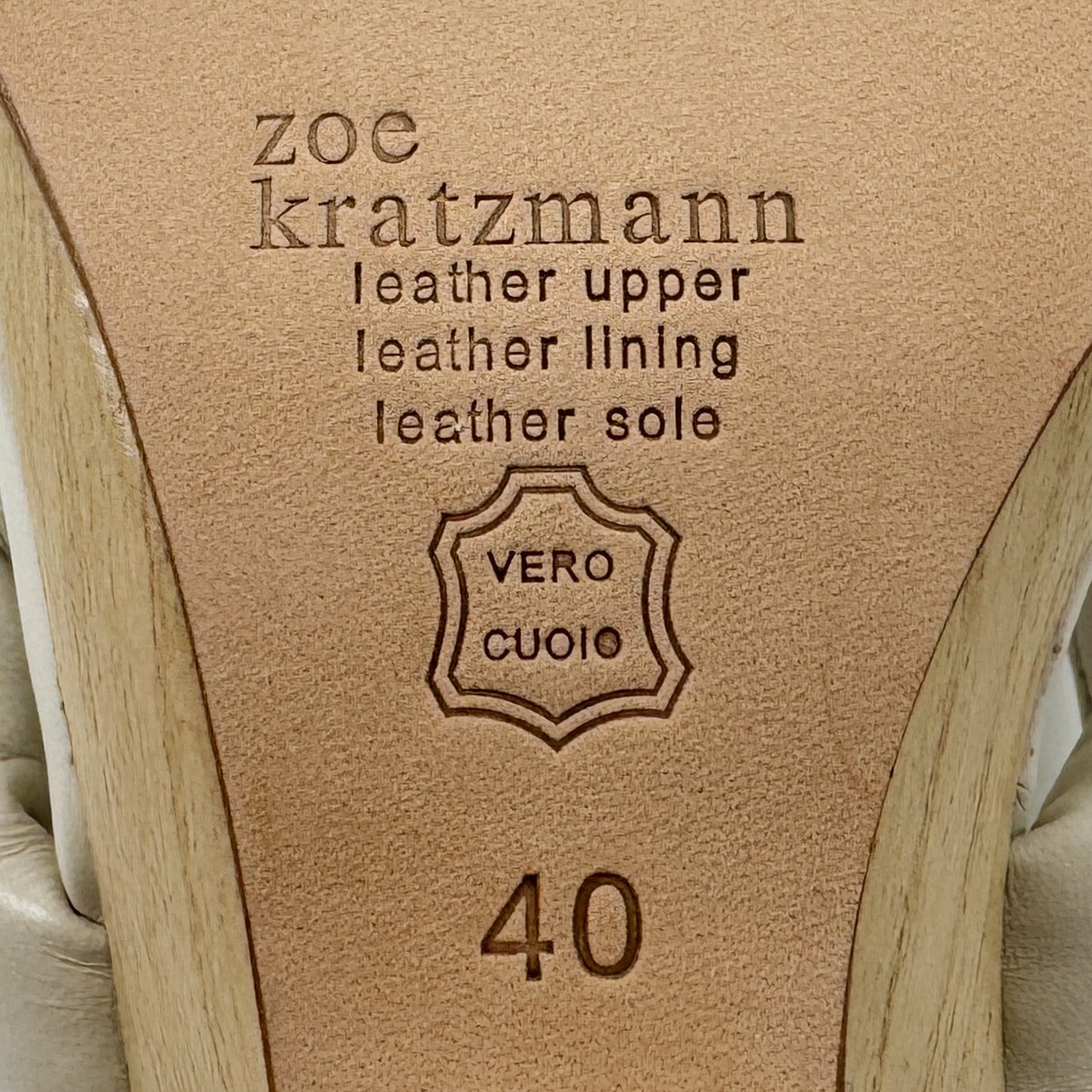 Zoe Kratzmann Bone Leather Wooden "Mint" Heel Mule Shoes EU40 ~ AU9