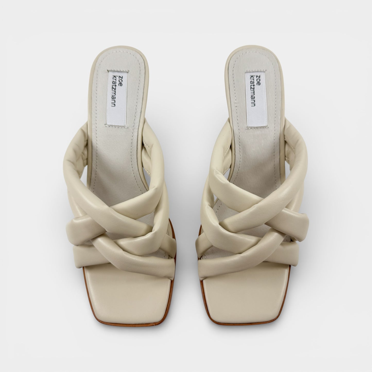 Zoe Kratzmann Bone Leather Wooden "Mint" Heel Mule Shoes EU40 ~ AU9